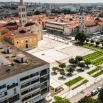 Aerial image of Zadar, Croatia showcasing historic architecture and urban landscape.